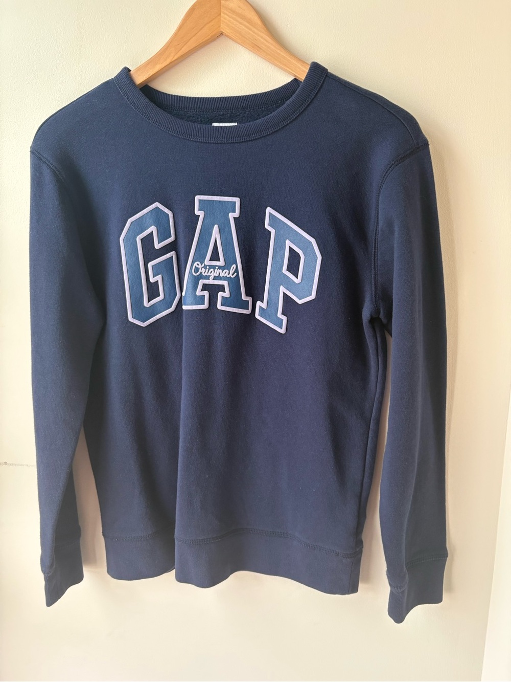 GAP Navy Crewneck Sweatshirt with Light Blue Outlined Logo